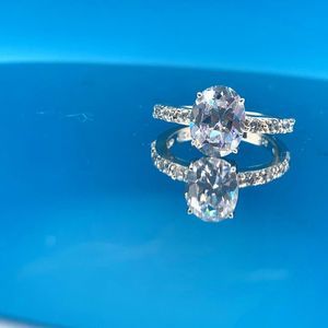 Pave Sterling Silver and Cubic Zirconia Engagement Ring